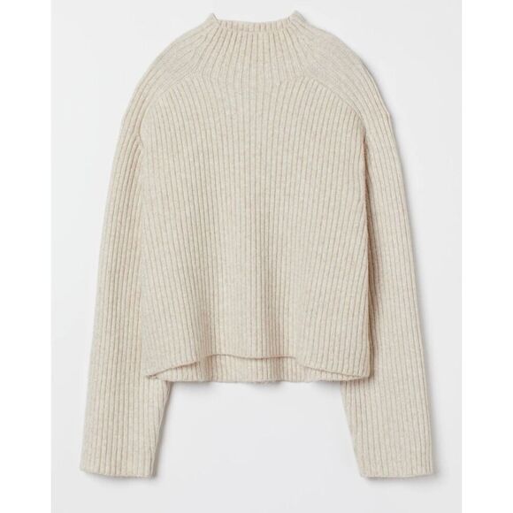 H&M Sweaters - H&M cream ribbed high neck sweater size xs Cabin Core